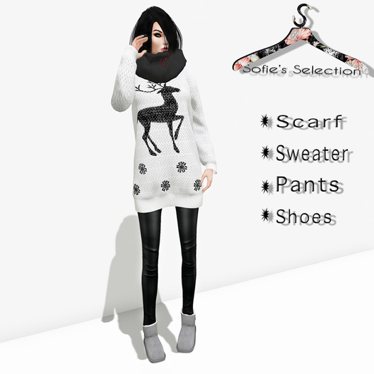<S> Mesh Xmas Outfit White&Black