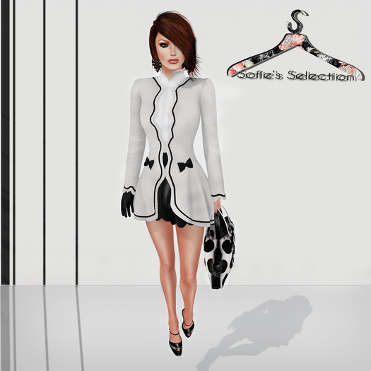 <S> Mesh Vintage Dress White & Black