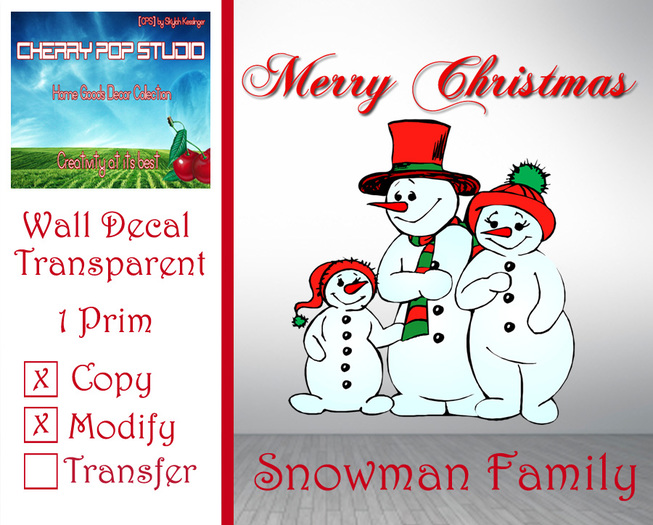 [CPS] Snowman Family Decal BOXED