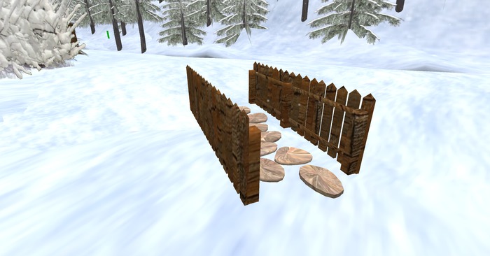 Wooden Plain Fence  With Stone Pathway