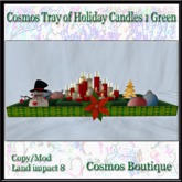 Cosmos Tray of Holiday Candles 1 Green BOX