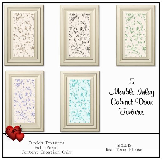 *CUPIDS TEXTURES* 5 INLAY MARBLE CABINET DOORS TEXTURES