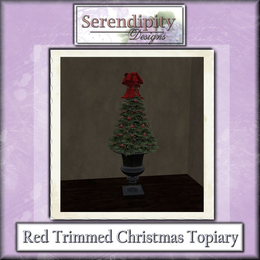 Serendipity Designs - Red Trimmed Topiary Christmas Tree