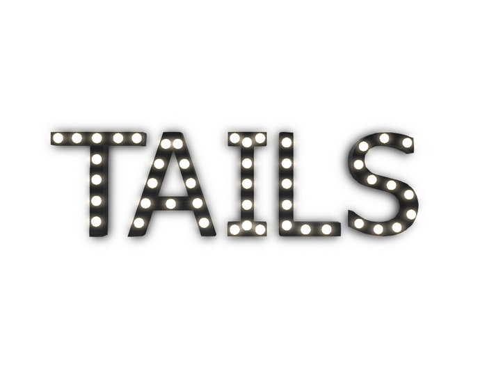[Px] "TAILS" Illuminated Light Bulbs Sign