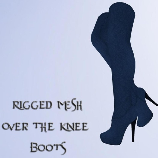 *SOIR* Mesh Over the Knee Boots Blue