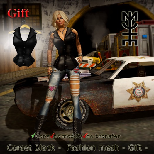 Corset Black -  Fashion mesh - Gift -