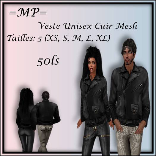 =PM= Veste Unisex Cuir Mesh