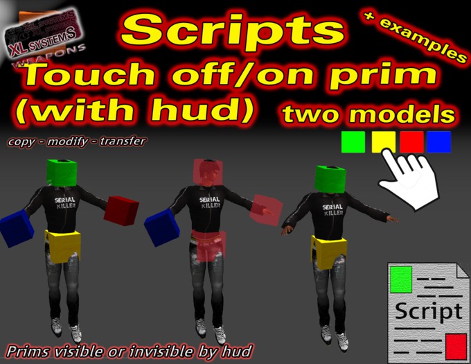 Scripts Touch off/on prim (with hud) two models