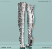 !Rebel Hope - Savanah Mesh Thigh Boots Silver Snake