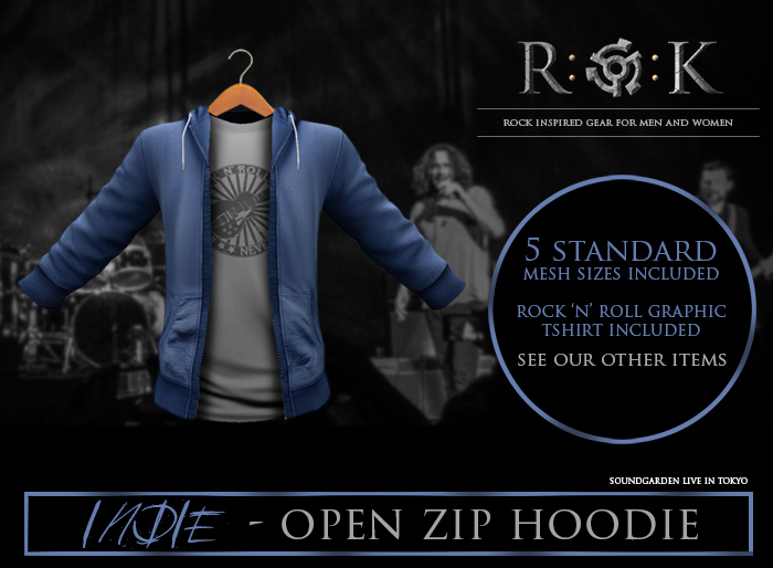 R:O:K STORE INDIE OPEN HOODIE BLUE W/ GUITAR SHIRT*