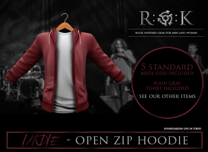 R:O:K STORE INDIE OPEN HOODIE REDW/ LT GRAY SHIRT*