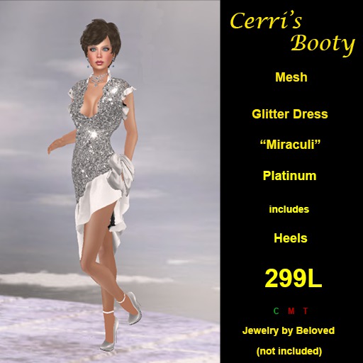 Cerri's Miraculi Gltter Dress in Platinum