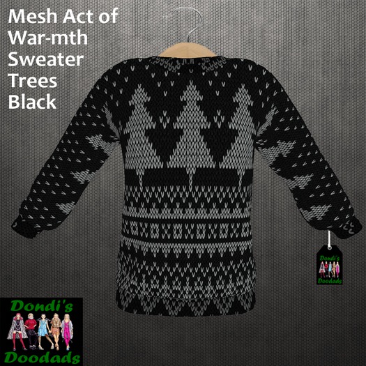 Dondi's Doodads Mesh Act of War-mth Sweater Trees Black