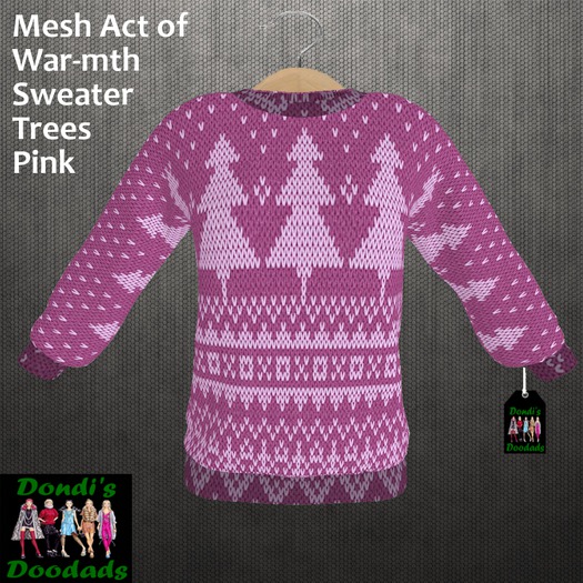 Dondi's Doodads Mesh Act of War-mth Sweater Trees Pink