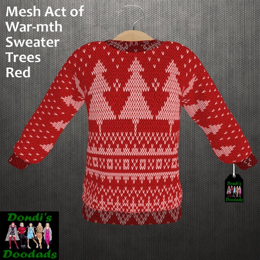 Dondi's Doodads Mesh Act of War-mth Sweater Trees Red