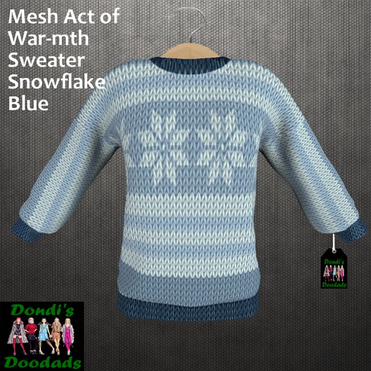 Dondi's Doodads Mesh Act of War-mth Sweater Snowflake Blue