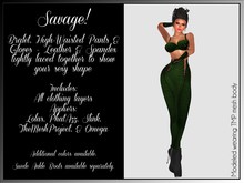 Savage! Sexy Bodysuit with Gloves - Green (Lolas, PhatAzz, TMP, Slink, Omega)