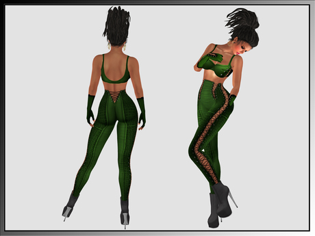 Second Life Marketplace - Savage! Sexy Bodysuit with Gloves - Green (Lolas, PhatAzz, TMP, Slink