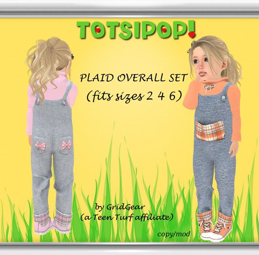 TOTSIPOP! Plaid Overall Mesh Clothing Set