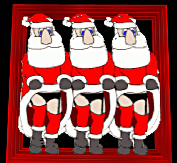 FRAMED ANIMATED CAN CAN SANTAS WALL ART