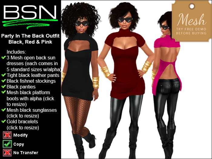 BSN Party In The Back Outfit - Black, Red & Pink