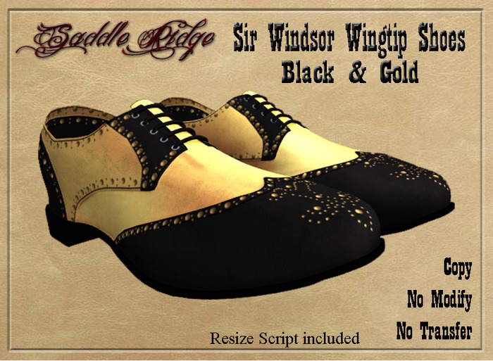 Sir Windsor Wingtip Shoes - Black and Gold