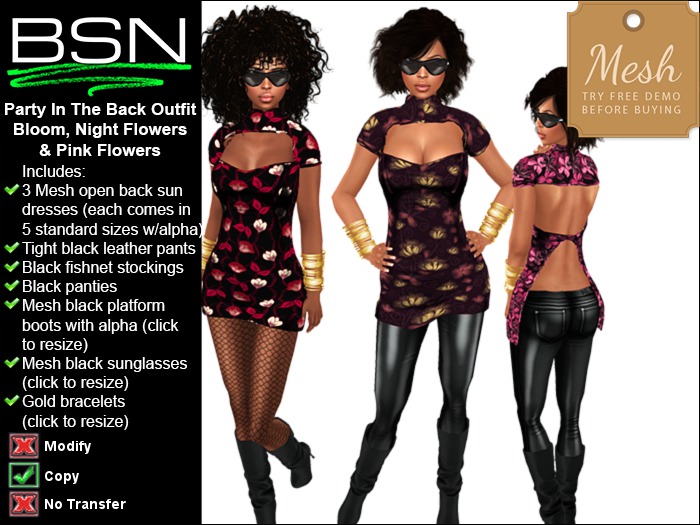 BSN Party In The Back Outfit - Bloom, Night Flowers & Pink Flow