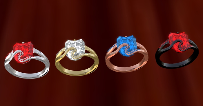 Troymart My Promise Diamond Right-Hand Ring (mesh) - Metal and Gem Color Change - Resize -  Brightness
