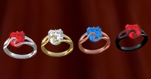 TM Gold and Crystal-Palmed Wedding Rings Set  BOX
