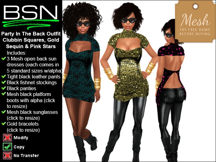 BSN Party In The Back Outfit - Clubbin Squares, Sequin & Stars