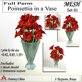FC - Mesh Poinsettia in a Vase Set 01 only 1 prim! FULL PERM
