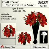 FC - Mesh Poinsettia and berries in a Vase Set 02 only 1 prim! FULL PERM