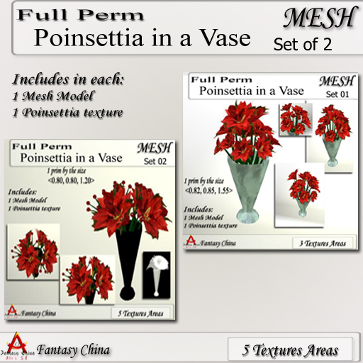 Fantasy China Mesh Topiary Set 02 only 1 prim! FULL PERM