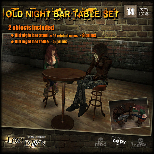 :LOST DAWN: Old night bar table set