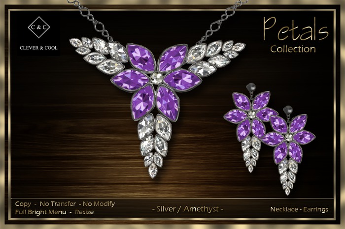 C&C - Petals Collection - Silver/Amethyst