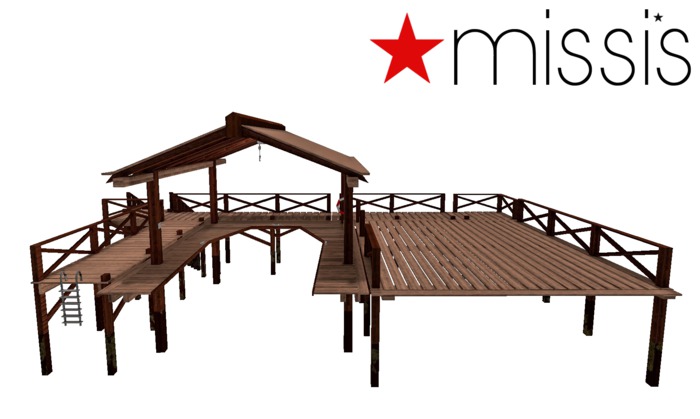 Missi*s boathouse and docks brown wood with crane
