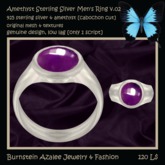 Amethyst Sterling Silver Men's Ring v.02