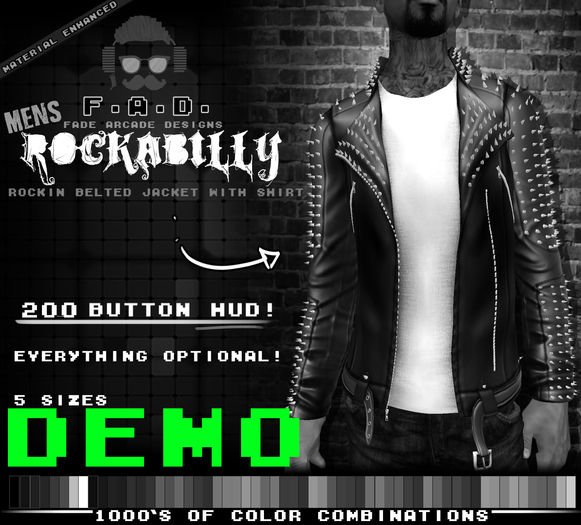 F.A.D. // Men's Rockabilly Retro Studded Leather Jacket DEMO - Materials