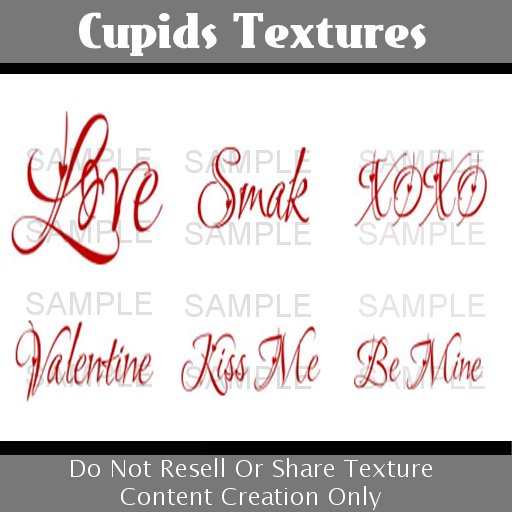 *CUPIDS TEXTURES* 6 Valentine Word Art Textures