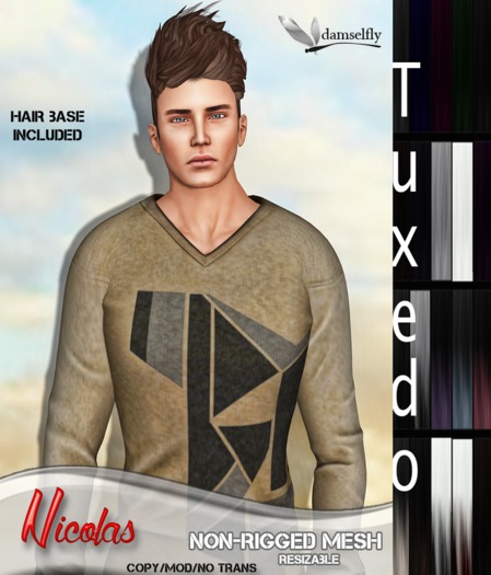 *~*Damselfly*~*Nicolas Non-Rigged Mesh Tuxedo