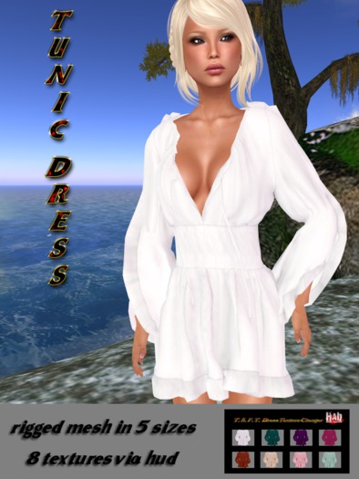 Trumpet Sleeve Flouncing Tunic Dress colors