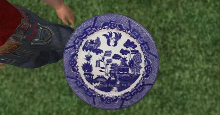 Antique Blue Plate  - One Prim