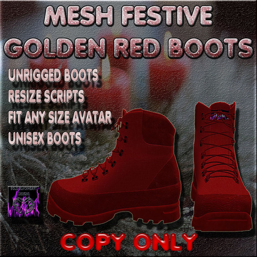 BBD - Mesh Festive Golden Red Boots