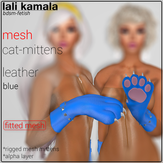 Lali's Cat-Mittens Leather Blue