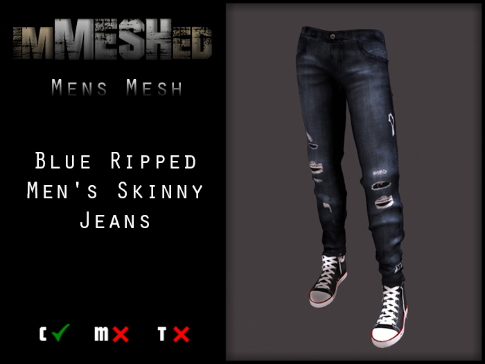 imMESHed - Blue Ripped Men's Skinny Jeans
