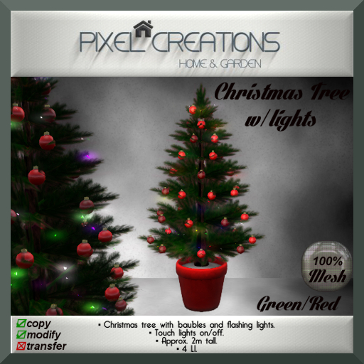 [PC] CHRISTMAS TREE W/LIGHTS - GREEN/RED (Mesh) (Boxed)