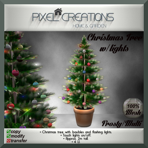 [PC] CHRISTMAS TREE W/LIGHTS - FROSTY/MULTI (Mesh) (Boxed)