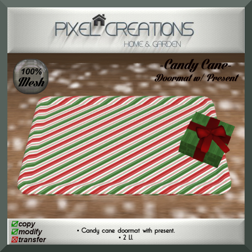 [PC] CANDY CANE - DOORMAT W/PRESENT (Boxed)