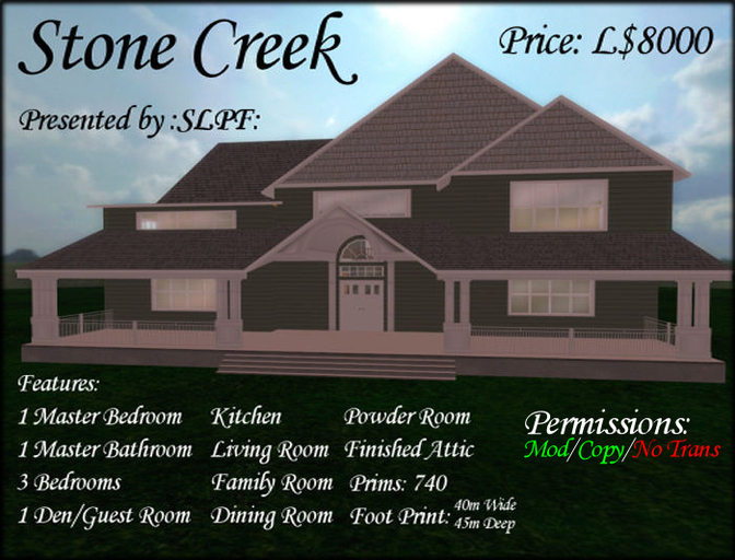 Second Life Marketplace CLEARANCE SL PF Stone Creek, Family House
