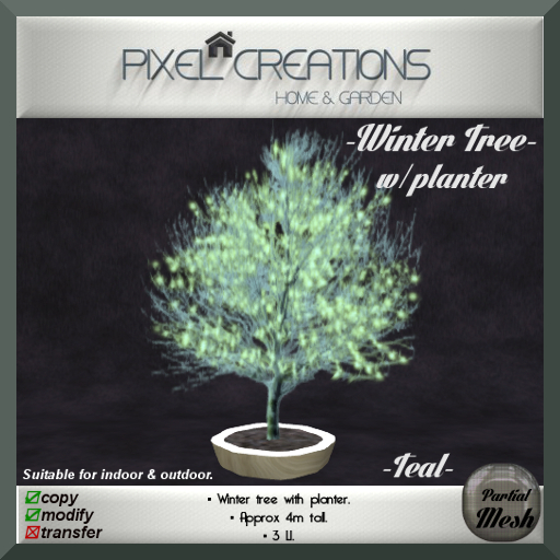 [PC] WINTER TREE W/PLANTER - TEAL (P.Mesh) (Boxed)
